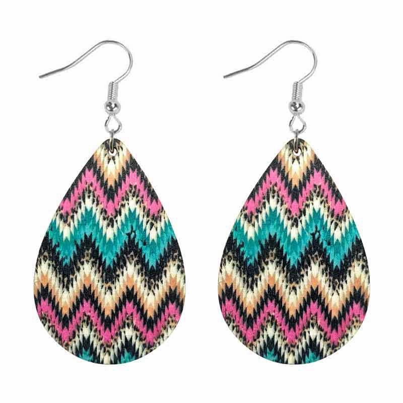 Wholesale Western Style Aztec Diamond Studded Leather Drop Earrings