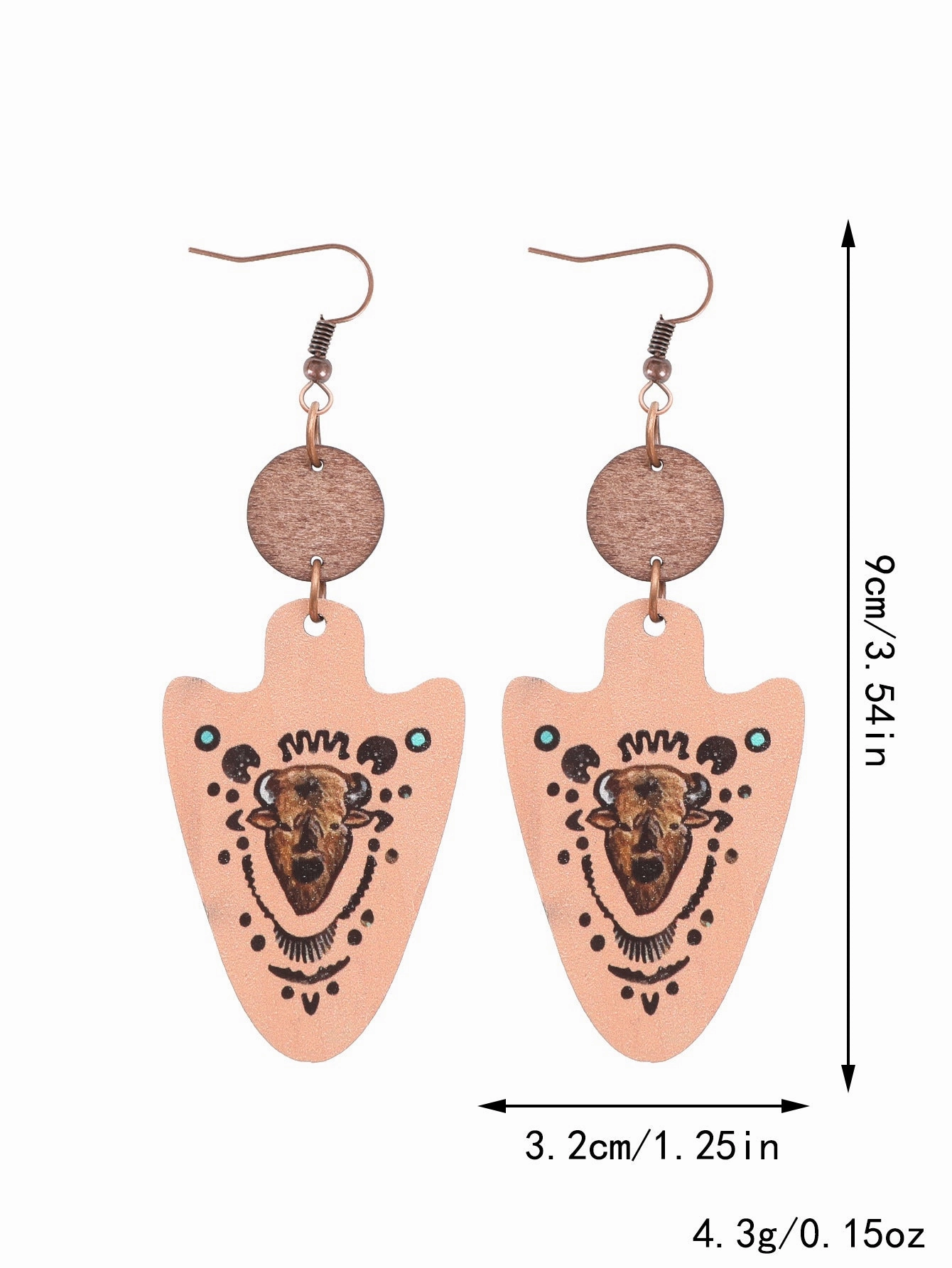 Wholesale Western Style Cactus Bull Head Wooden Earrings