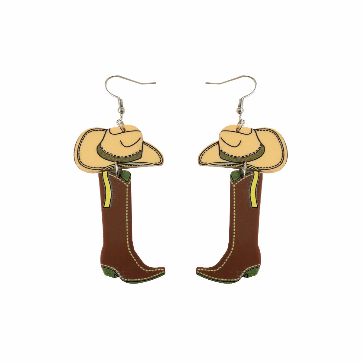 Wholesale Western Style Cowboy Hats Boots Vintage Acrylic Earrings