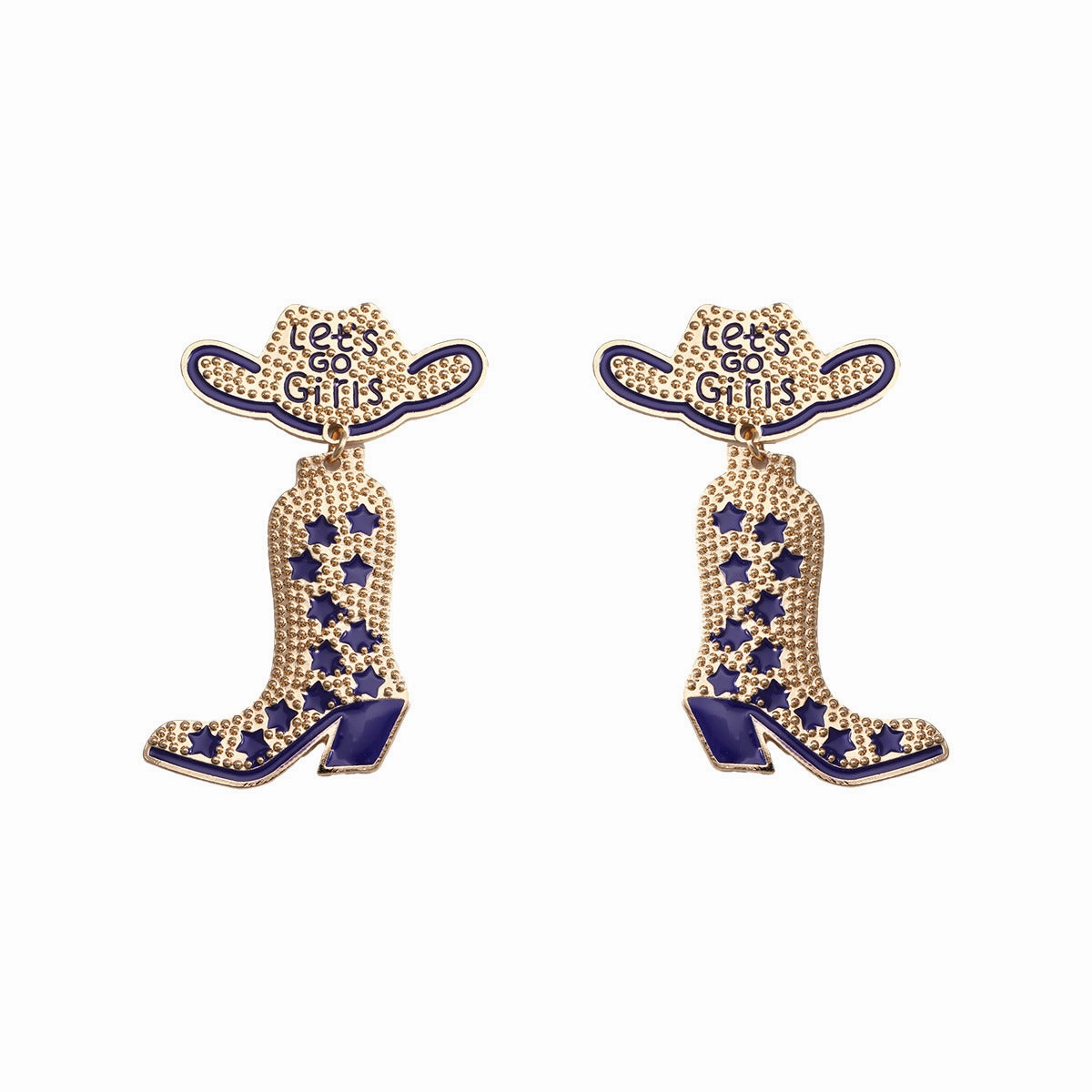 Wholesale Western Style Cowboy Hats Cowboy Boots Alloy Rice Beads Earrings