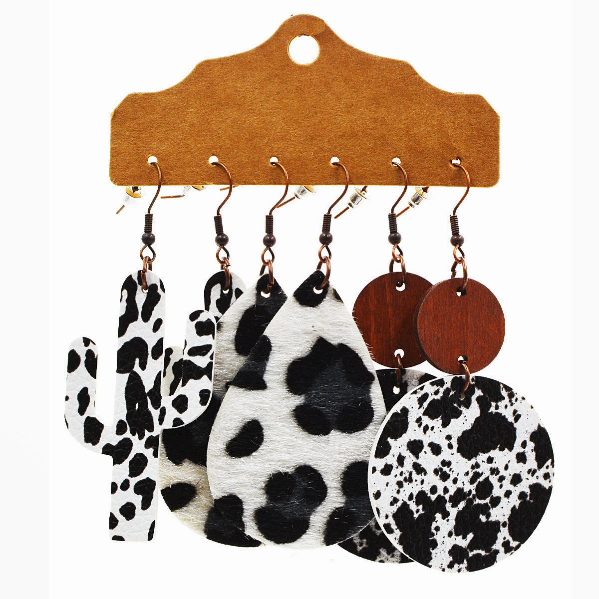 Wholesale Western Style Leopard Print Cow Earrings