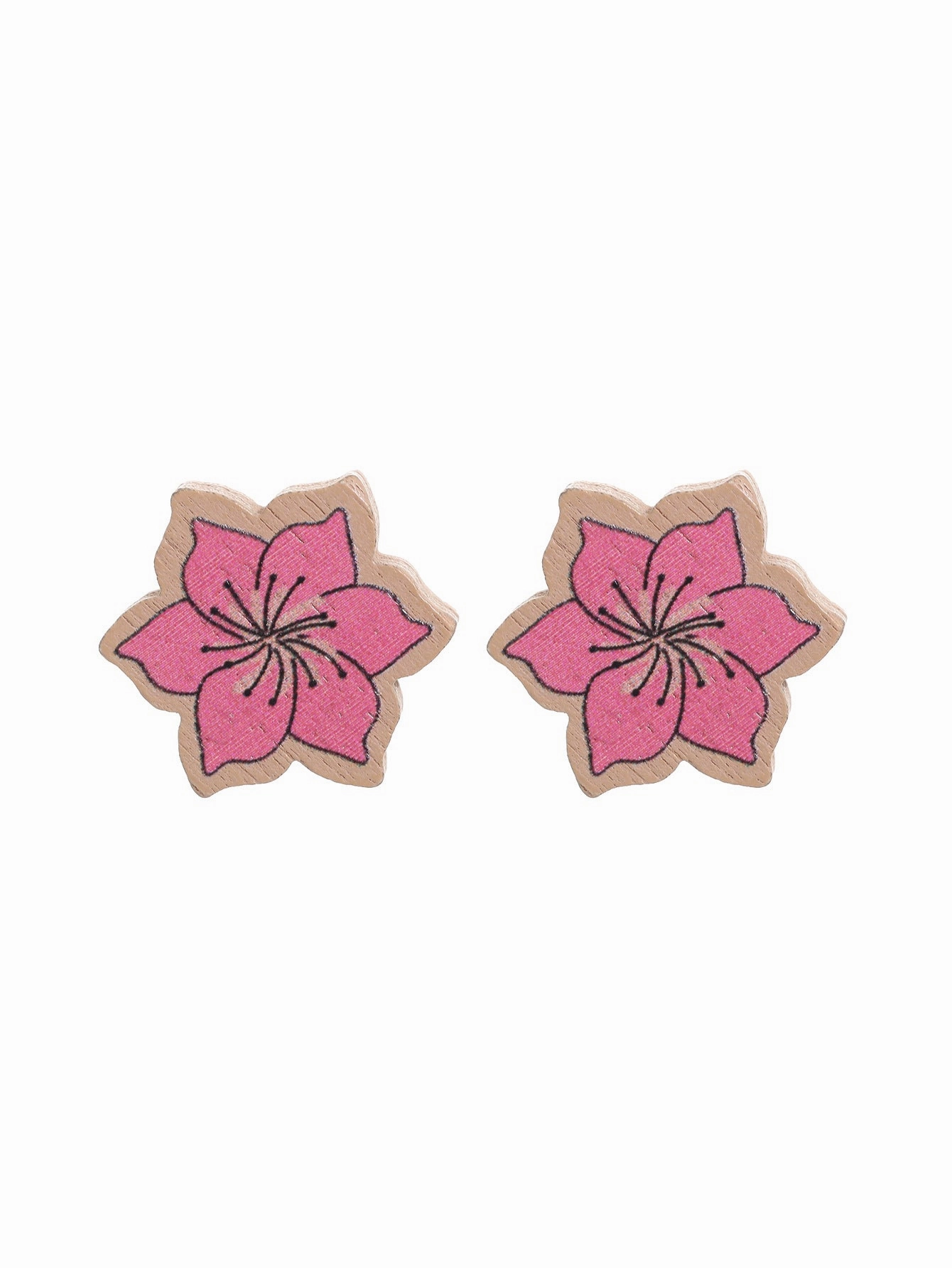 Wholesale Western Style Sunflower Flower Chrysanthemum Pattern Wooden Earrings