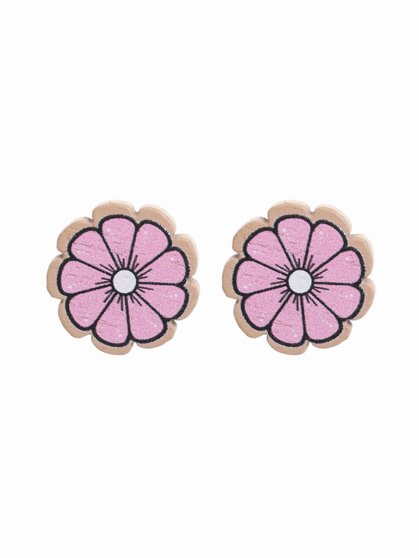 Wholesale Western Style Sunflower Flower Chrysanthemum Pattern Wooden Earrings