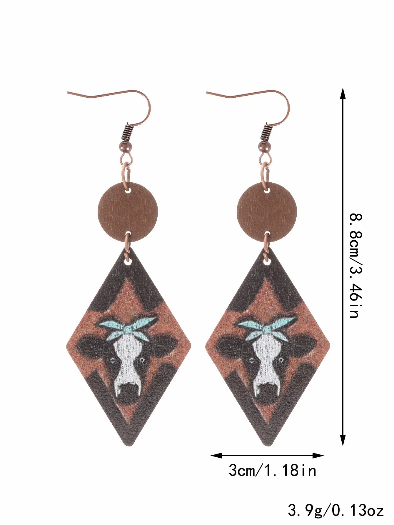 Wholesale Western Style Wooden Bull Head Flower Pattern Earrings