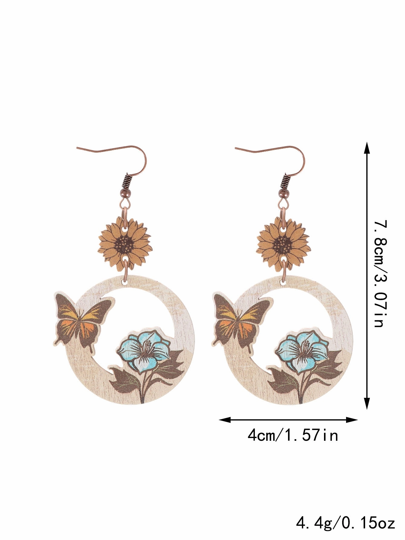 Wholesale Western Style Wooden Bull Head Flower Pattern Earrings