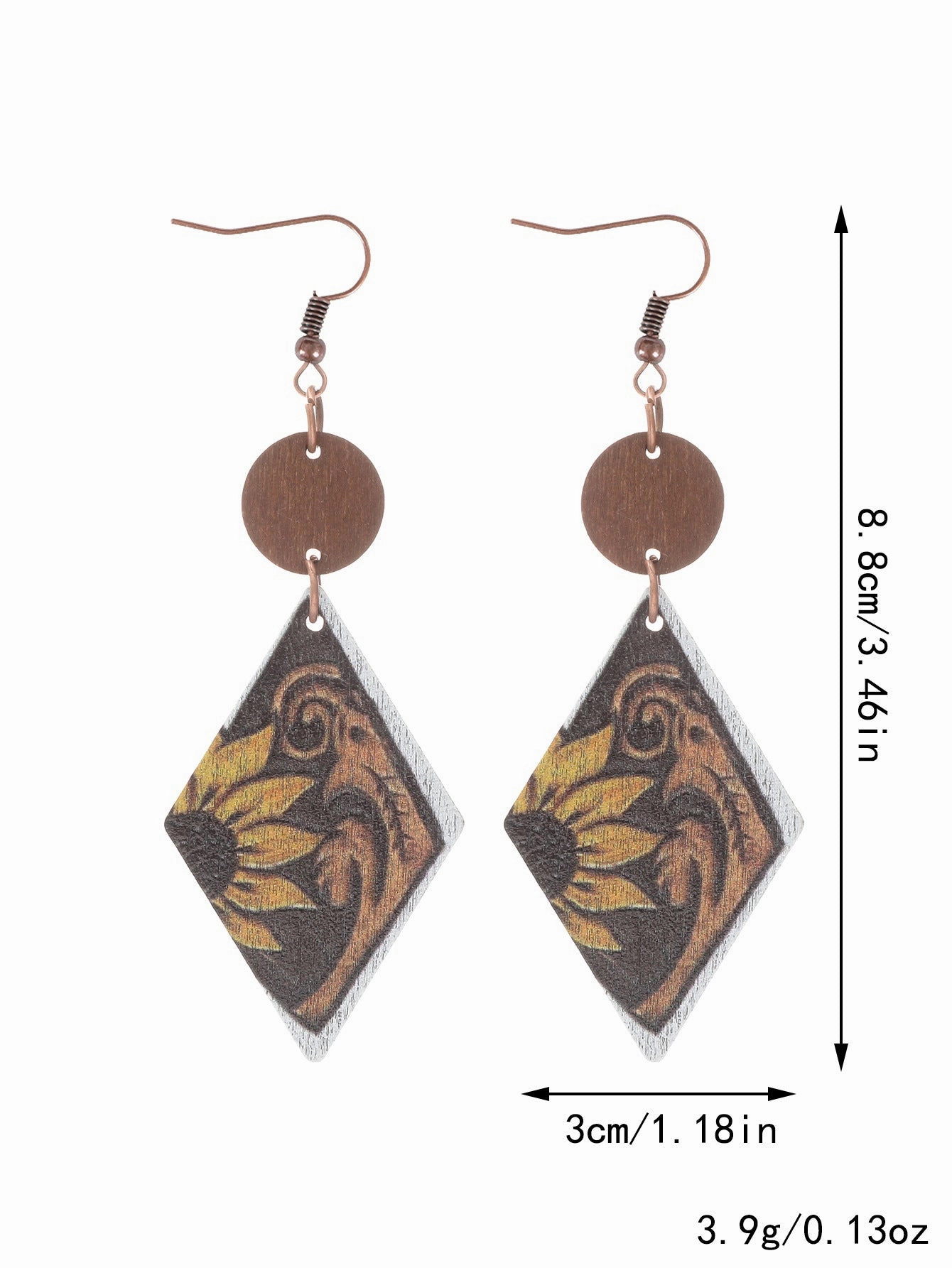Wholesale Western Style Wooden Bull Head Flower Pattern Earrings