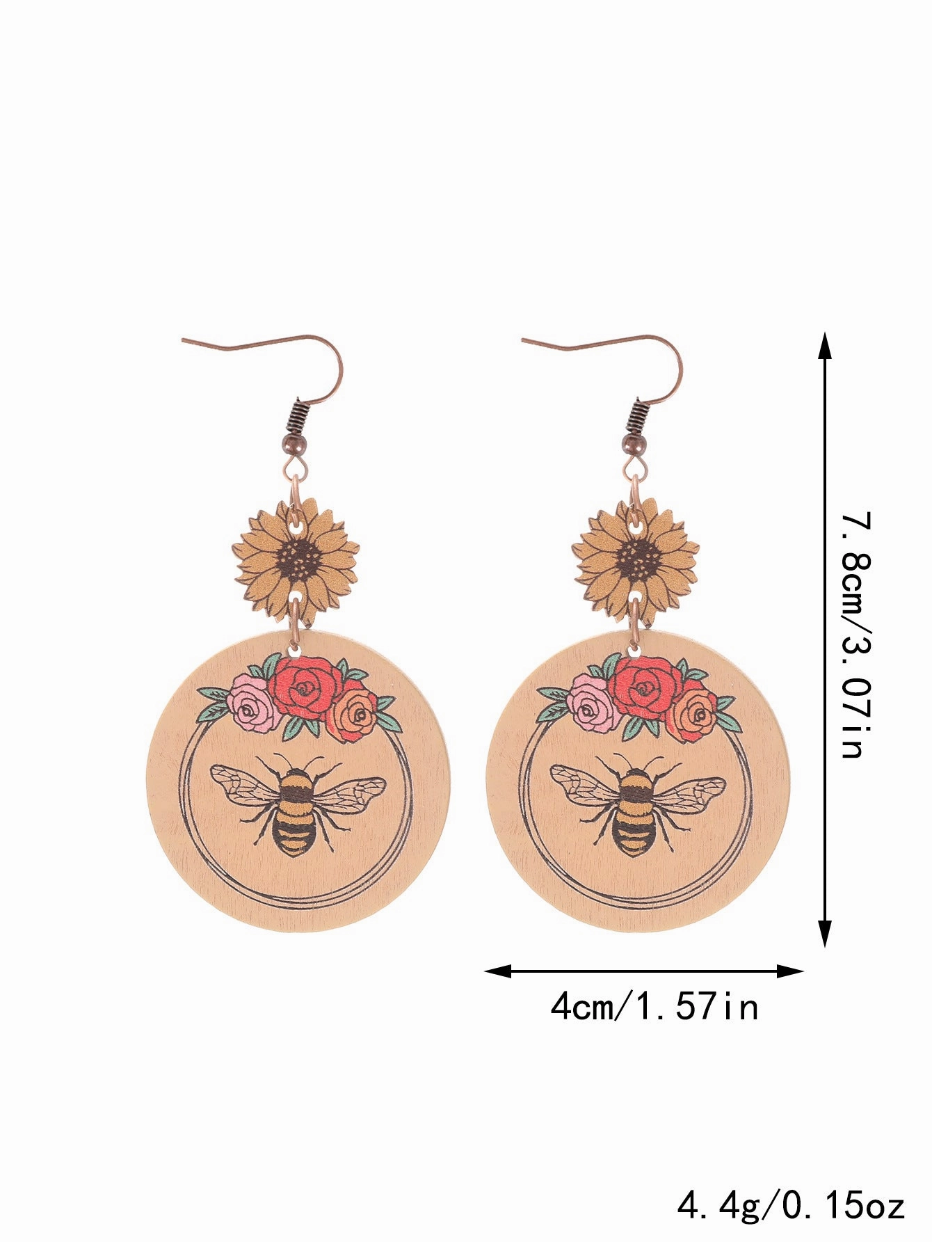 Wholesale Western Style Wooden Bull Head Flower Pattern Earrings