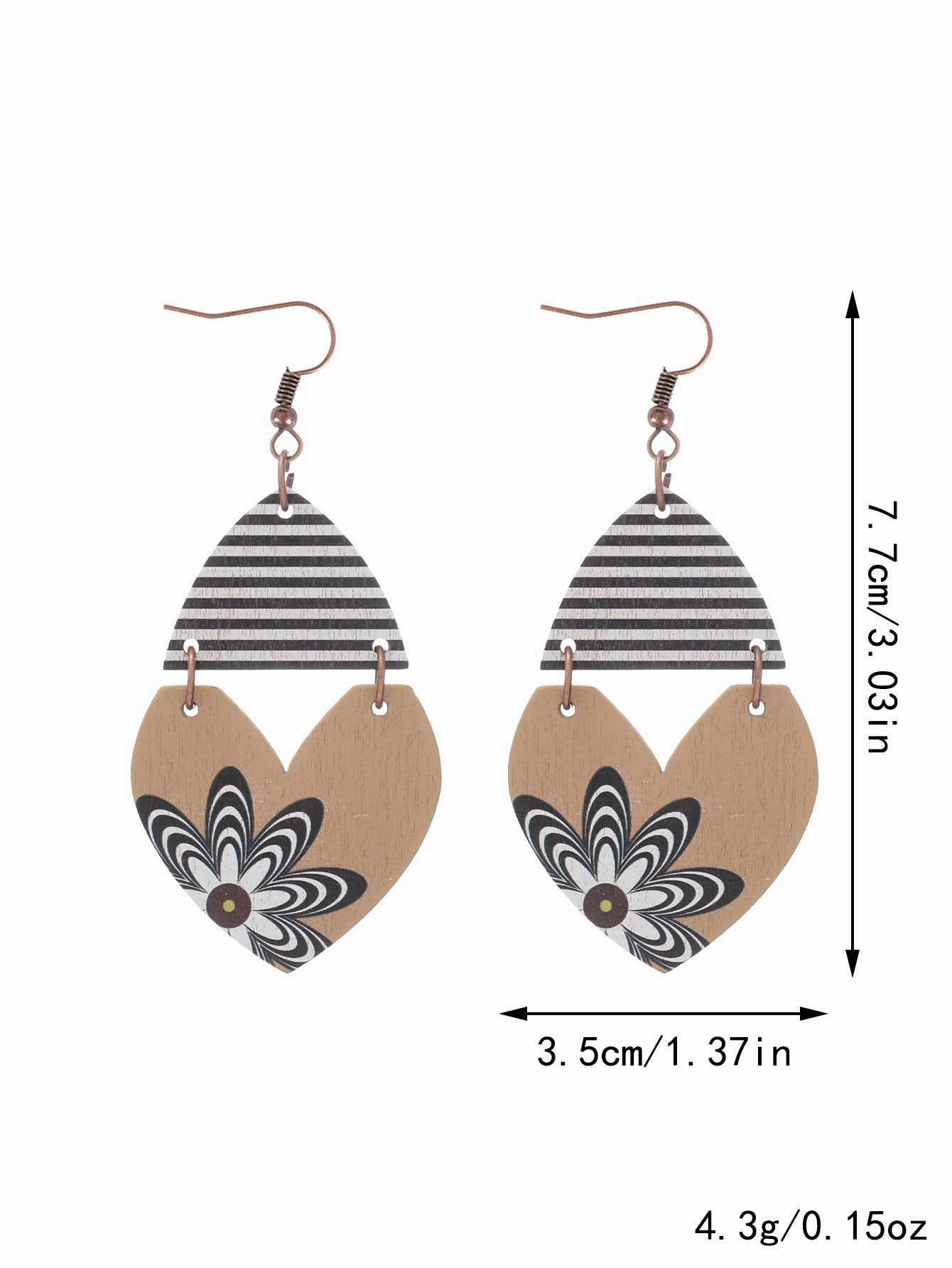 Wholesale Western Style Wooden Bull Head Flower Pattern Earrings