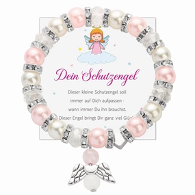 Wholesale White and pink pearl bracelet heart wings diamond bracelet