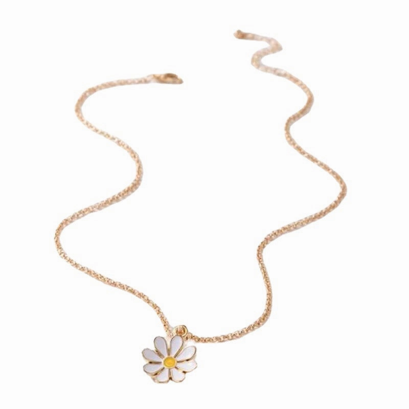 Wholesale White Drip Flower Alloy Necklaces