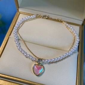 Wholesale White Moonlight Love Mermaid Pearl Alloy Bracelet