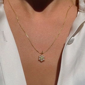 Wholesale White Pearl Flower Copper Necklace