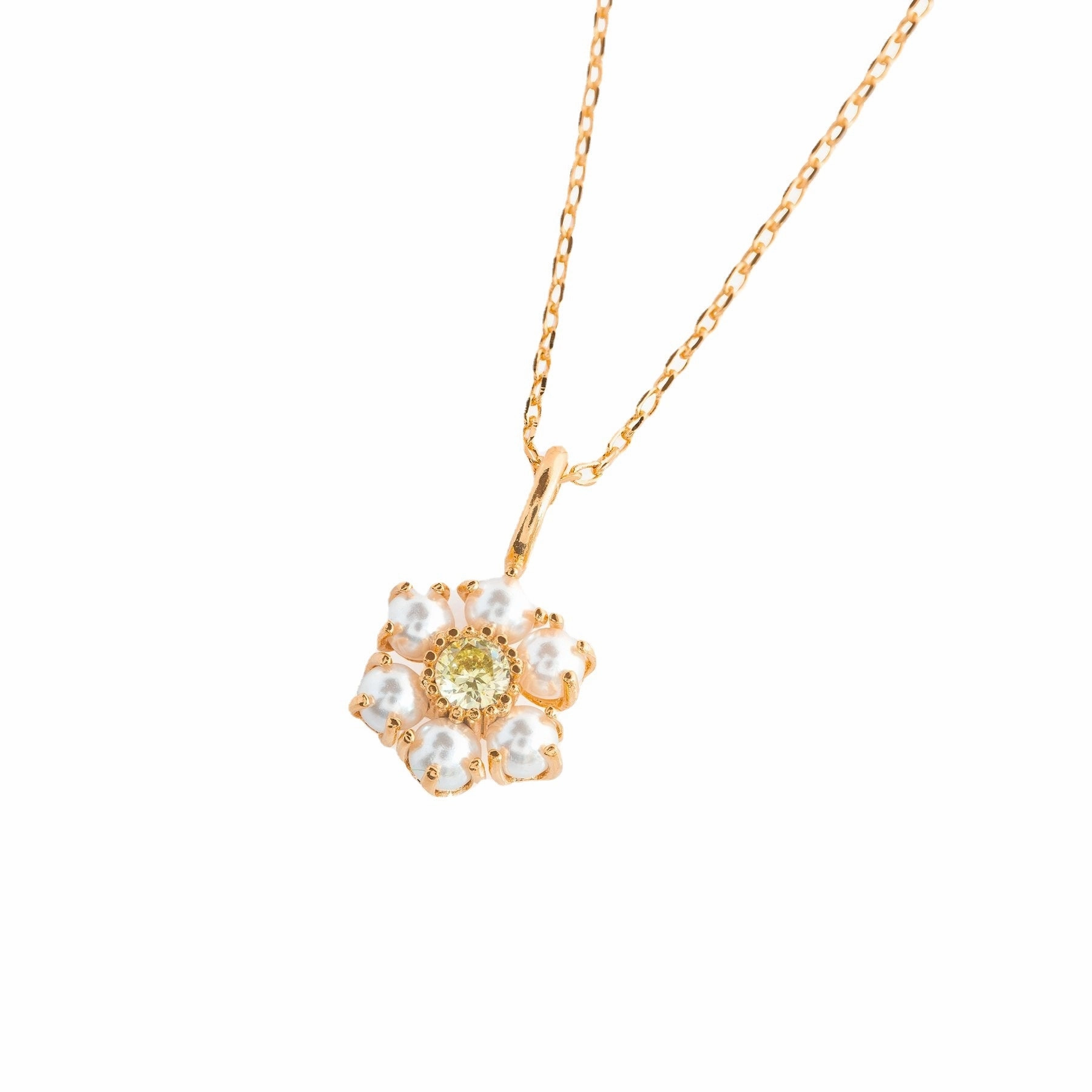 Wholesale White Pearl Flower Copper Necklace