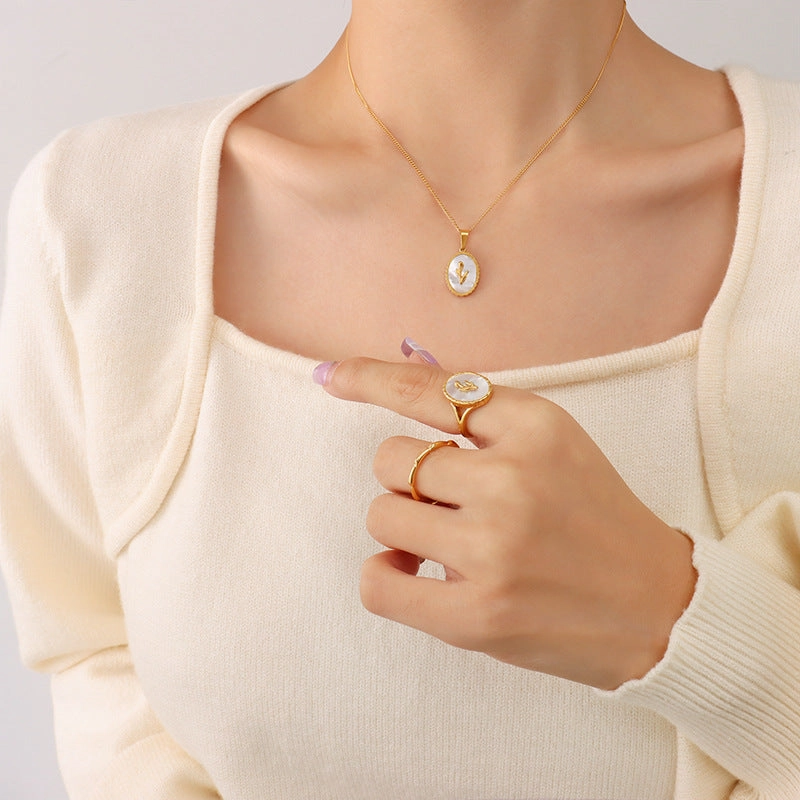 Wholesale White Sea Shell Open Copper Ring