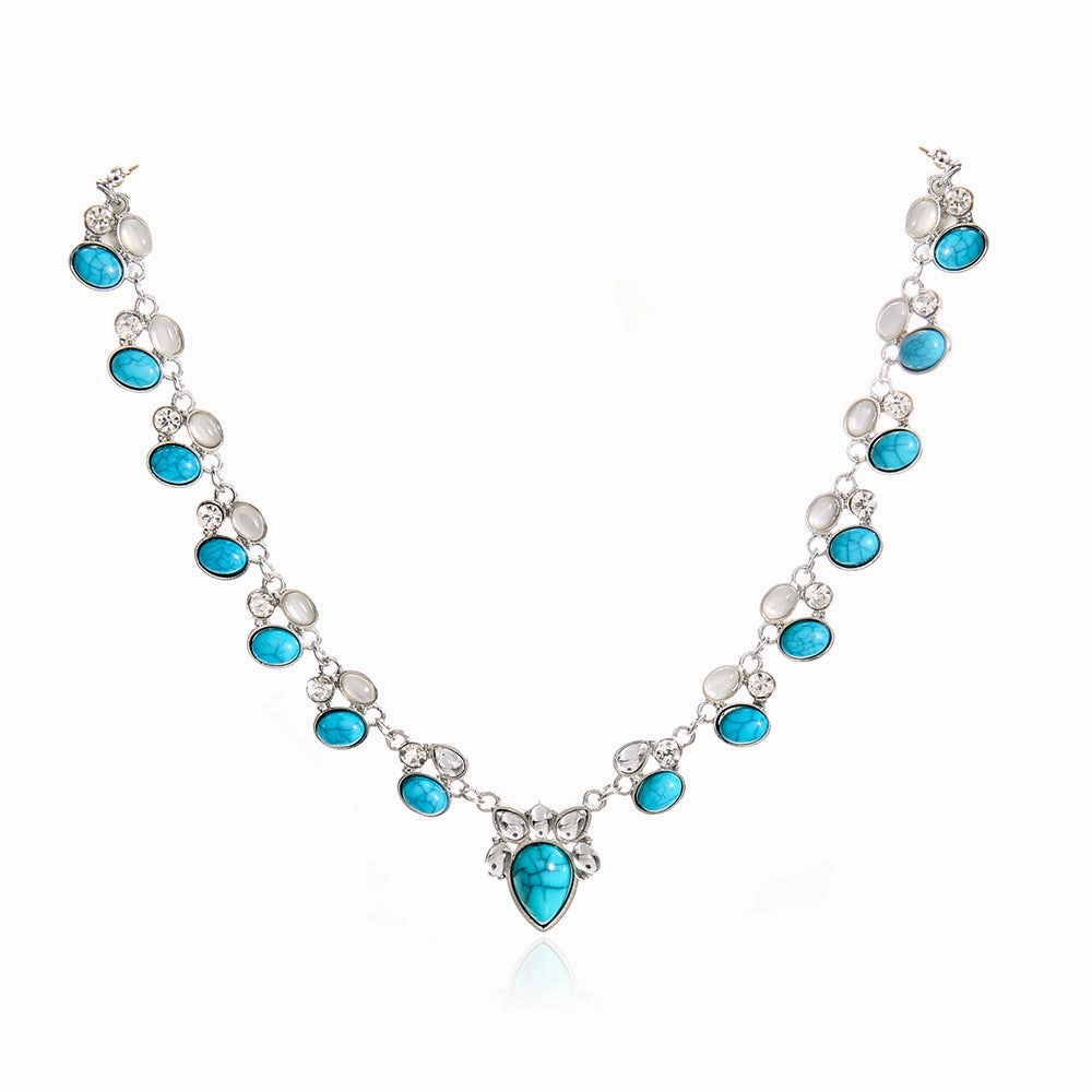 Wholesale White Turquoise Flower Necklace