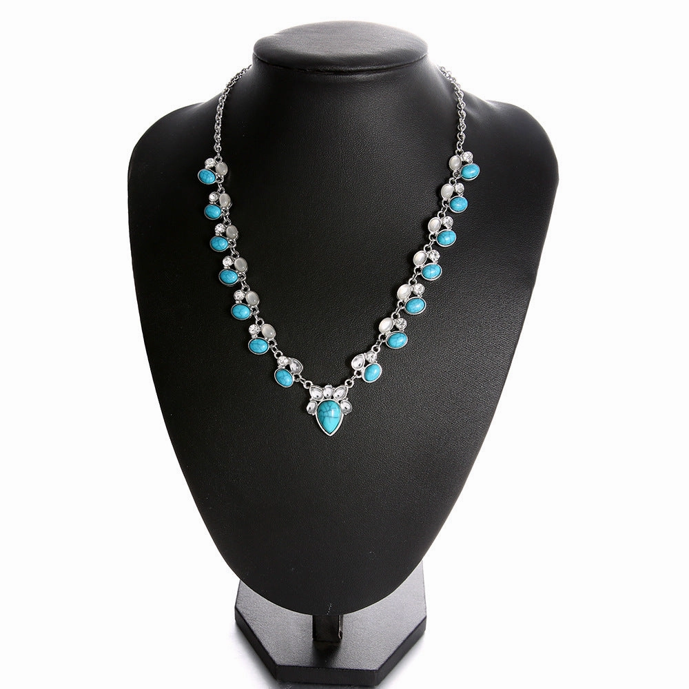Wholesale White Turquoise Flower Necklace