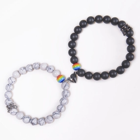 Wholesale White Turquoise Frosted Stone Magnets Attract Crown Natural Stone Beads Bracelet