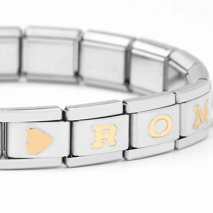Wholesale Whole Letter Non Embroidered Steel Bracelet Charms