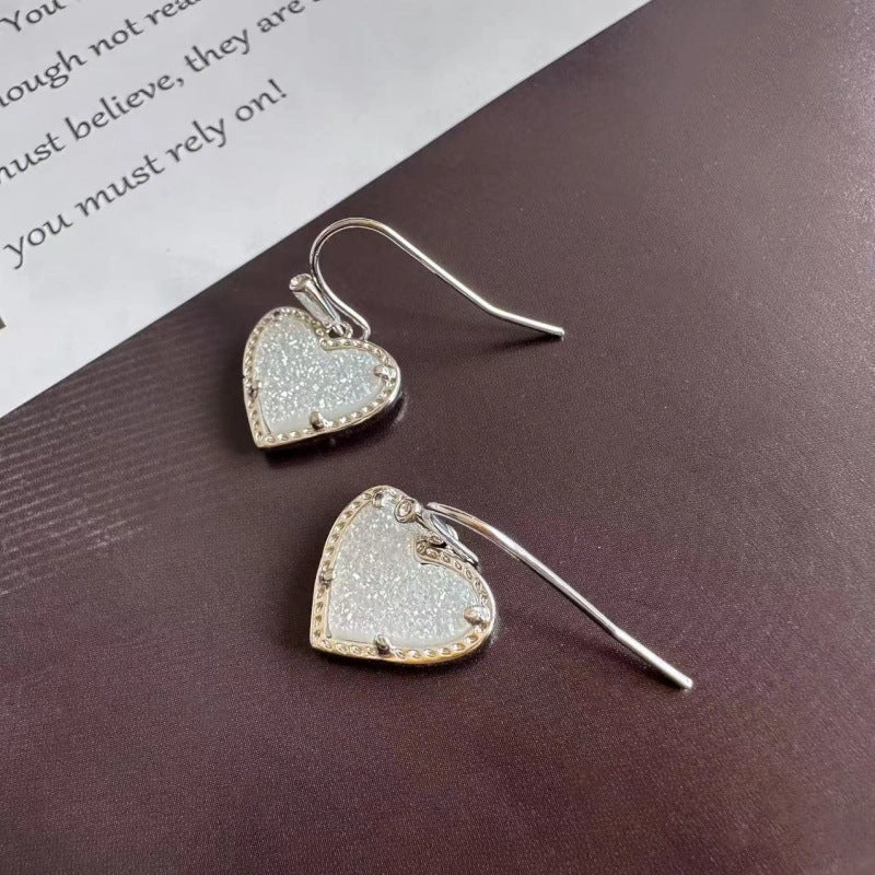 Wholesale Wholesale Fashion Geometric Love Shape White Crystal Tooth Pendant Earrings
