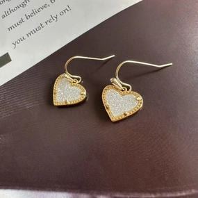 Wholesale Wholesale Fashion Geometric Love Shape White Crystal Tooth Pendant Earrings