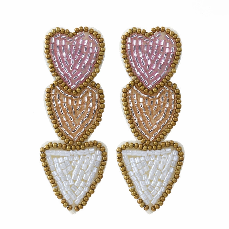 Wholesale Wholesale Hand-sewn Bohemian Heart Earrings