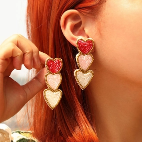 Wholesale Wholesale Hand-sewn Bohemian Heart Earrings