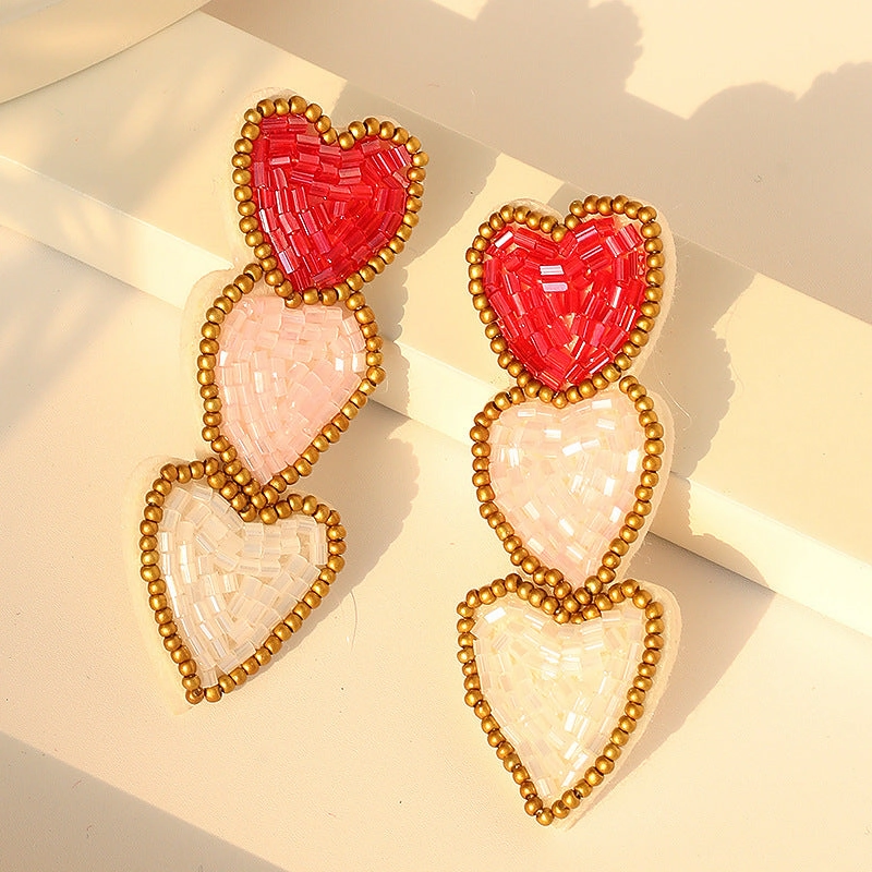 Wholesale Wholesale Hand-sewn Bohemian Heart Earrings