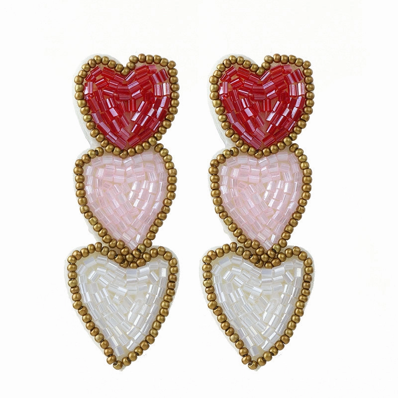 Wholesale Wholesale Hand-sewn Bohemian Heart Earrings