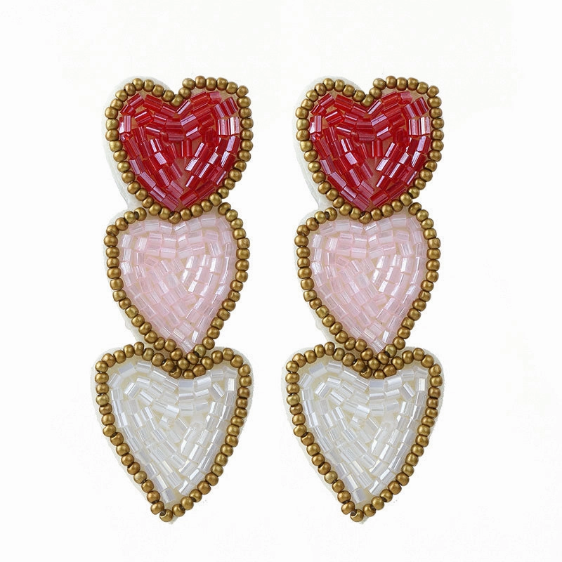 Wholesale Wholesale Hand-sewn Bohemian Heart Earrings