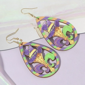 Wholesale Wholesale ladies cross-border carnival teardrop mask lightweight wooden earrings