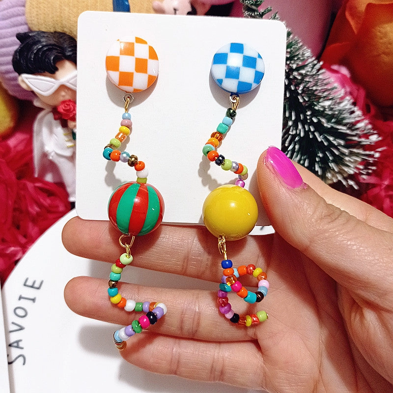 Wholesale Wholesale S925 curved candy beads pearl rabbit girlish cartoon silver earrings