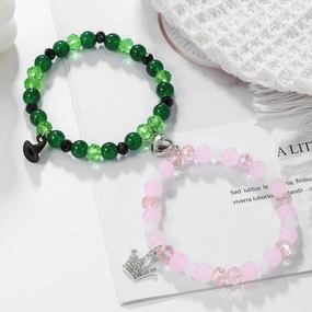 Wholesale Wicked Beaded Heart Magnet Bracelet Set