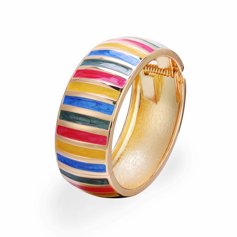 Wholesale Wide Colorful Oil Dripping Alloy Bracelet
