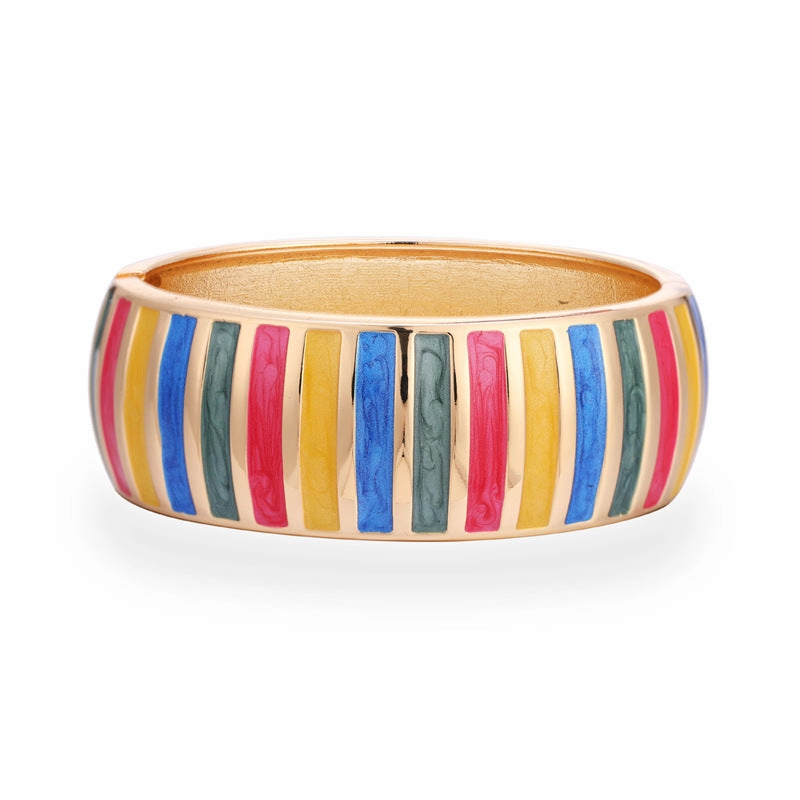 Wholesale Wide Colorful Oil Dripping Alloy Bracelet