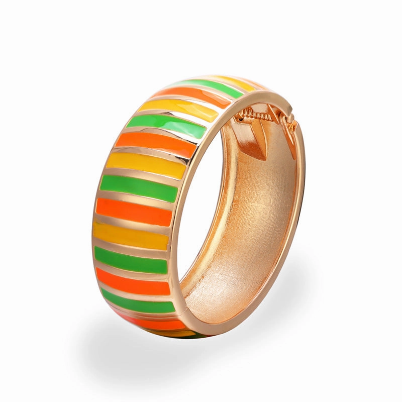 Wholesale Wide Colorful Oil Dripping Alloy Bracelet