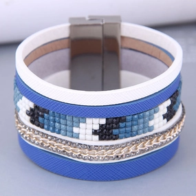 Wholesale Wide Leather Magnetic Buckle Alloy Bracelet