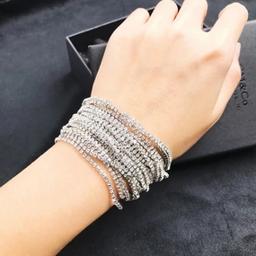 Wholesale Wide Stage Performance Multi-layer Rhinestone Bracelet
