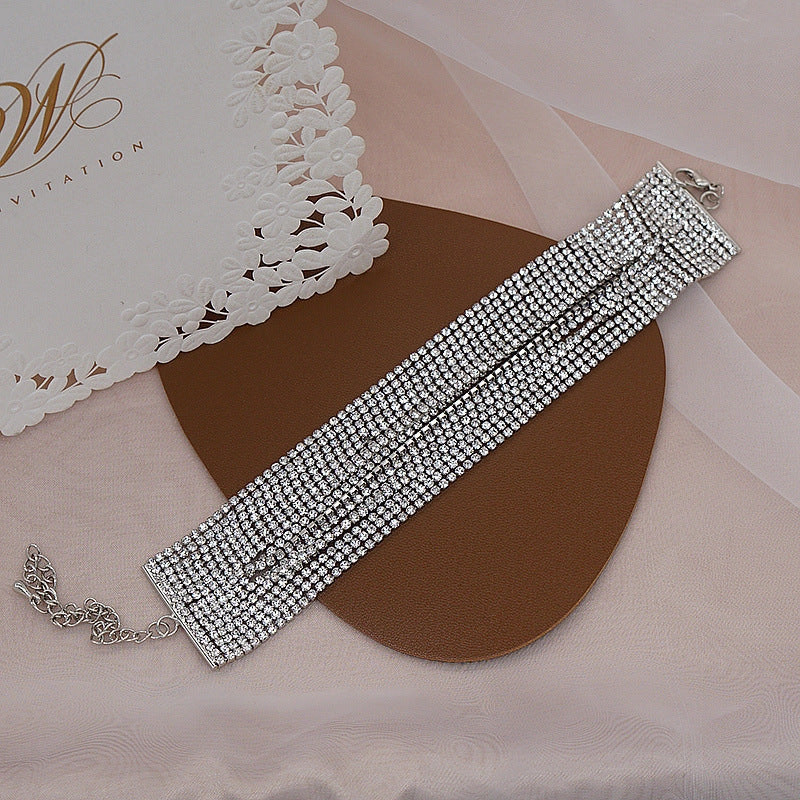 Wholesale Wide Stage Performance Multi-layer Rhinestone Bracelet