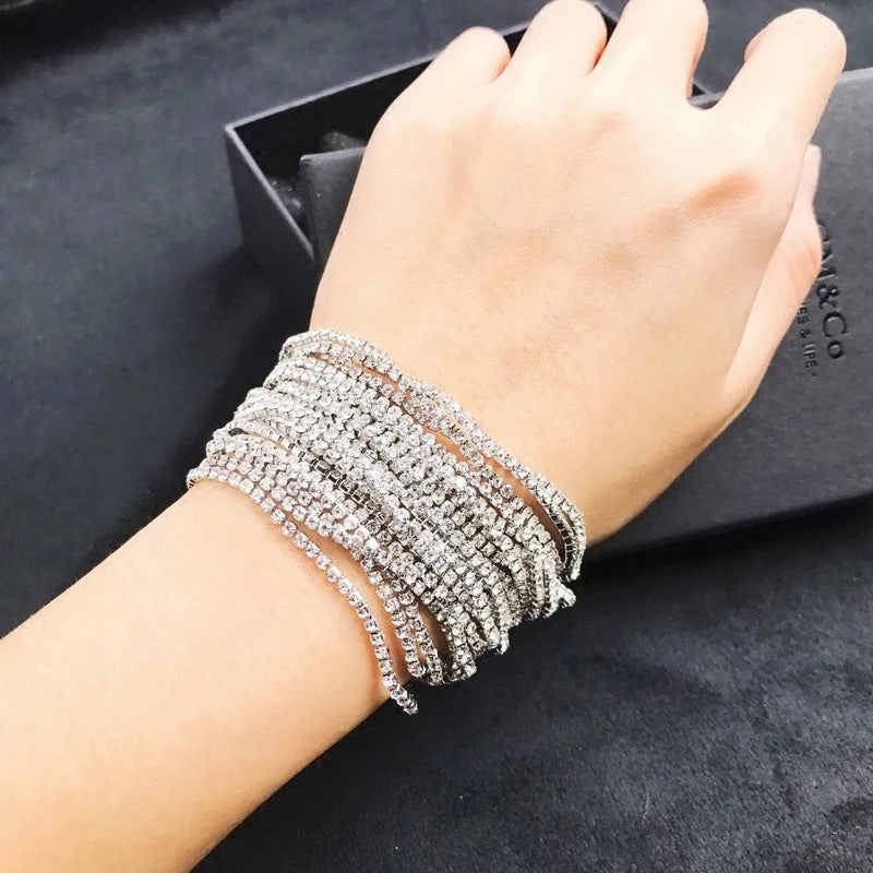 Wholesale Wide Stage Performance Multi-layer Rhinestone Bracelet