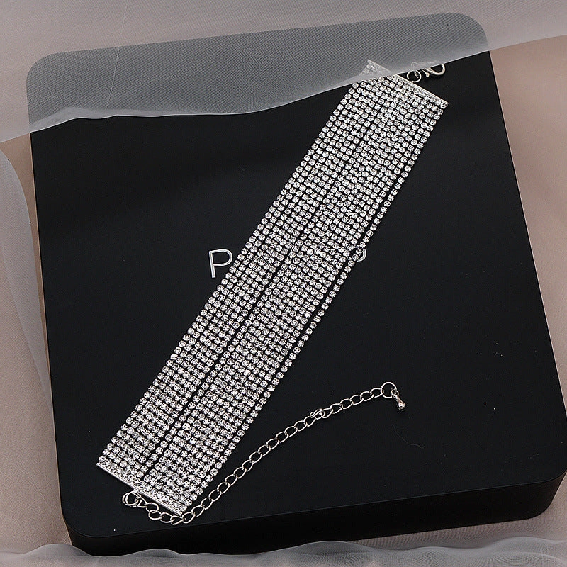 Wholesale Wide Stage Performance Multi-layer Rhinestone Bracelet