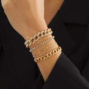 Wholesale Wild Snake Bone Metal Layered Bracelet Set