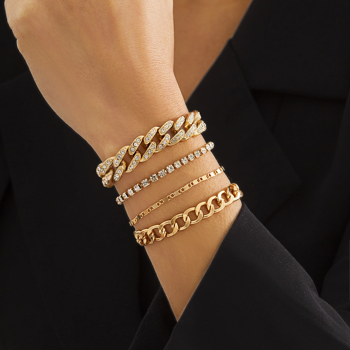 Wholesale Wild Snake Bone Metal Layered Bracelet Set