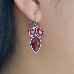 Wholesale wine red candy crystal gemstone alloy Earrings