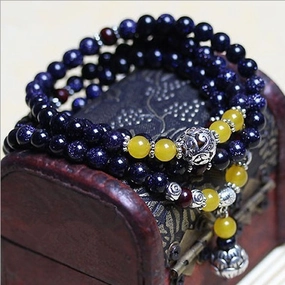 Wholesale Women's Blue Sandstone Beads Bracelet