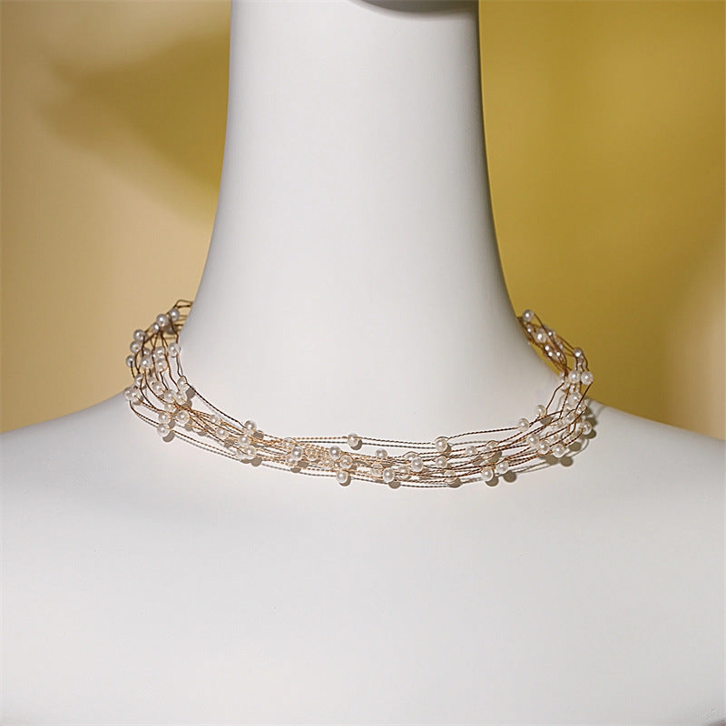 Wholesale Women's Necklace Inlaid with Pearls