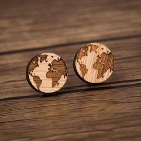 Wholesale Wood Map Ear Studs