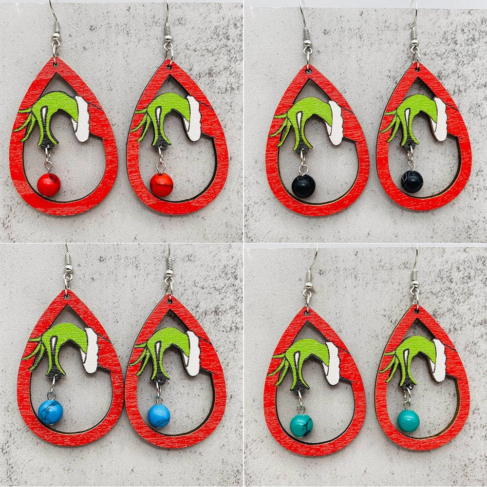 Wholesale Wooden Christmas Earrings
