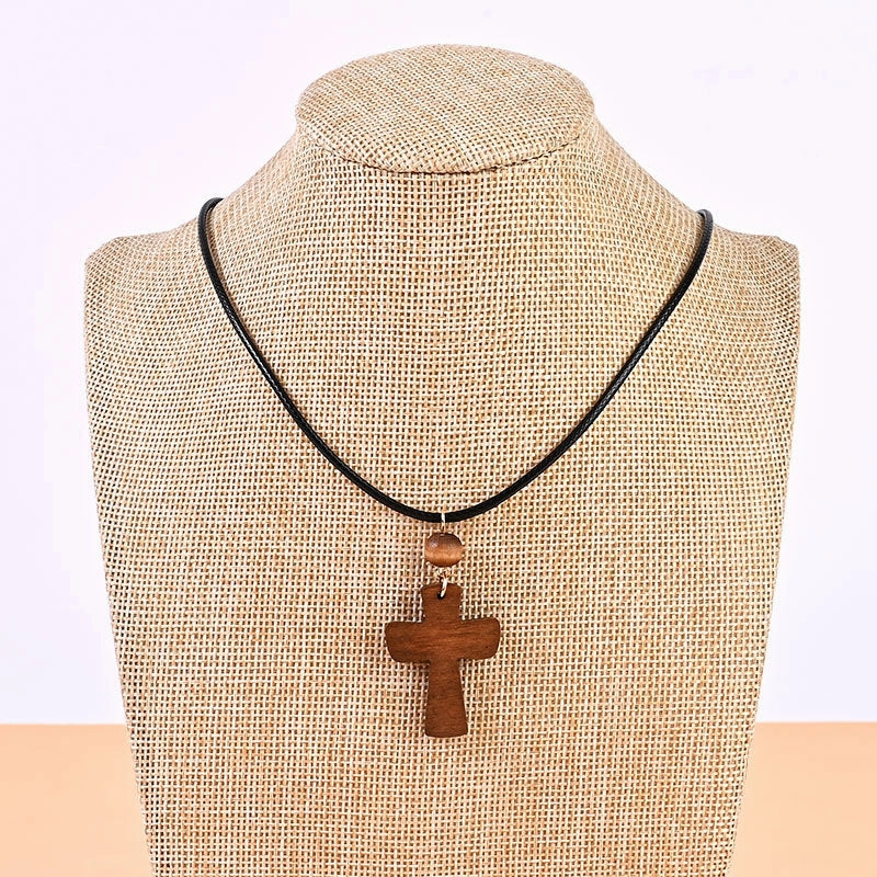 Wholesale Wooden Cross Red Bean Necklace