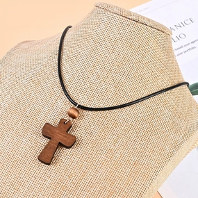Wholesale Wooden Cross Red Bean Necklace