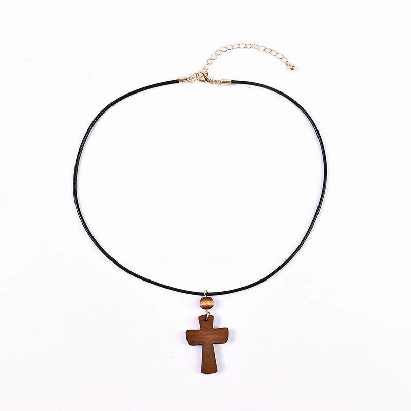 Wholesale Wooden Cross Red Bean Necklace
